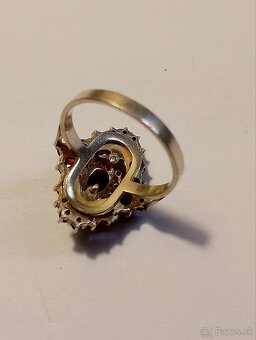 Strieborný prsteň s Českym granátom ;pozlatene - 3