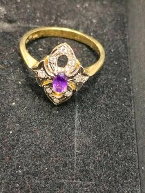 Zlaty damsky prsten Diamanty a ine Punc 0,585 Rozmer 56 - 3