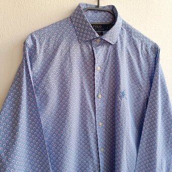 Polo Ralph Lauren modrá košeľa s dlhým rukávom s kvetmi S - 3