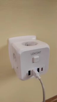 LENCENT rozdvojka | 3x AC zásuvkami + 3x USB, 1x C konektor - 3