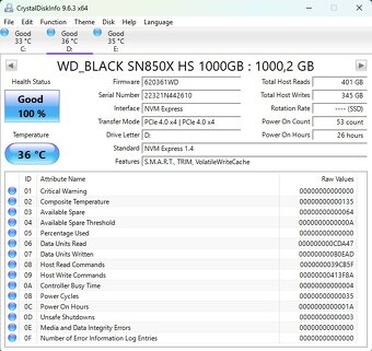 Western Digital Black SN850X 1TB Heatsink, M.2 2280, NVMe - 3