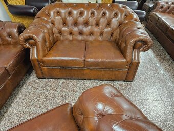 CHESTERFIELD ŠTÝL,HRUBOKOŽENÁ SEDAČKA 3+2+1 - 3