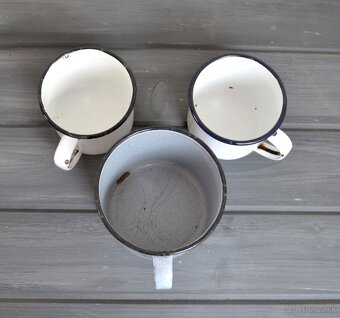 Staré,smaltované hrnčeky - 3
