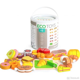 Drevené potraviny na krájanie Eco Toys - 23 ks - 3