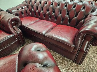 CHESTERFIELD ŠTÝL,KOŽENÁ SEDAČKA 3+3+1 - 3
