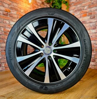 Alu R18 5x112 orig. Mercedes E-class dvojrozmer + letné pneu - 3