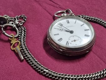 Strieborné,vreckové hodinky,Waltham,klúčovky. - 3