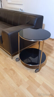 Okrúhly stolík kov + čierne sklo Ikea - 3