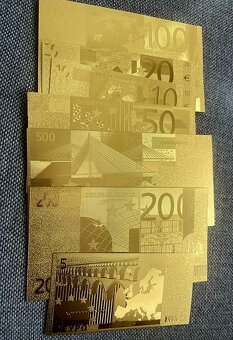 Dekoraciu 7-dielna Sada Replík Zlatých Euro Bankoviek - 3