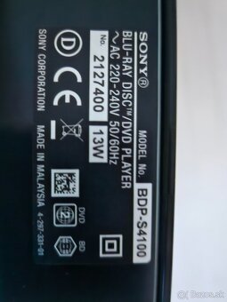 Predám SONY 3D BLU-RAY PREHRÁVAČ TYP BDP-S4100 Stav 10/10 - 3