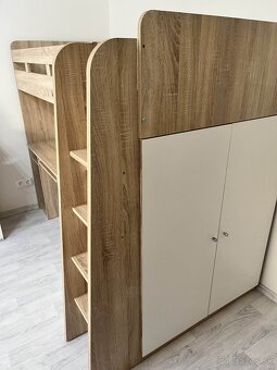 2x Detská poschodová posteľ so skrinkou a stolom - 3