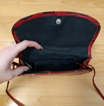 Červená vintage kabelka cez rameno - 3