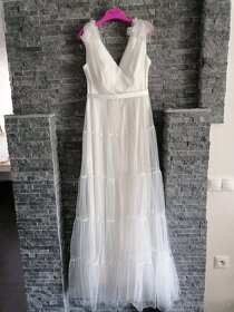 Biele spoločenské-svadobné šaty - 3