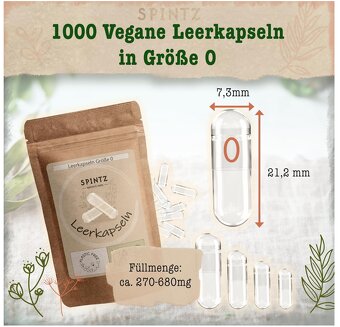 Vegánske kapsule tobolky veľkosť "0" 100% celulóza - 3