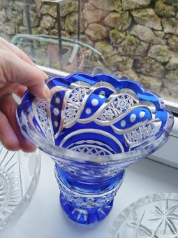 Biedermeier váza, krištálové misy - 3