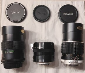 Objektívy Nikon Panagor 135mm + 3x tele a Vivitar 135mm - 3