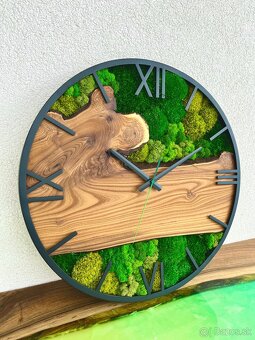 Machove hodiny s drevom v kovovej obruči 50cm priemer - 3