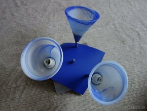 Stropná lampa - modré alabastrové sklo - 3