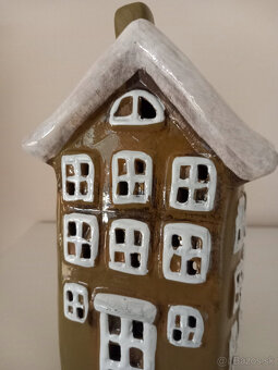 Keramický domček na čajovú sviečku 20x12x8 cm - 3