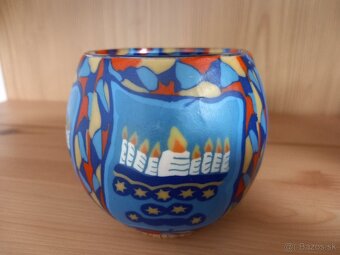 Starší sklenený svietnik 8x6 cm - 3