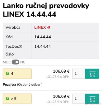 Lanko ručnej prevodovky/brzdy LINEX 14.44.44 NOVÉ - 3