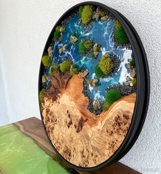 Machový obraz s epoxidom a drevom z očkového topoľa 53,5cm - 3