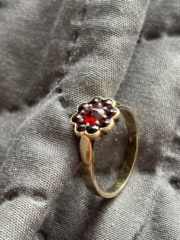 Strieborný pozlateny prsteň - cesky granat - 3