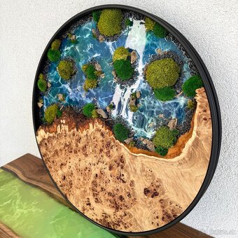 Machový obraz s epoxidom a drevom z očkového topoľa 63,5cm - 3