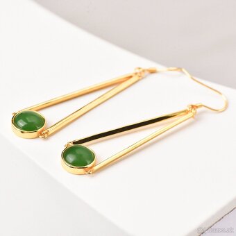 Nefritové visiace náušnice s certifikátom - 3