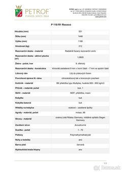 PETROF Pianino P 118 R1 Rococo - 3