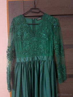 Smaragdové spoločenské šaty 44/XL - 3