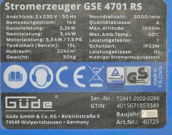 Elektrocentrala Güde GSE 4701 RS - 3