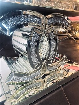 Zrkadlový okrúhly konferenčný stolík s krištáľmi glamour - 3