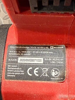 Vykonna AKU okruzna pila Einhell TE-CS 18/190 Li BL - 3