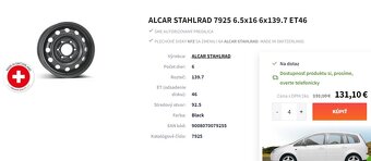 2ks plechových diskov 6.5x16 6x139.7 ET46 KIA CARNIVAL - 3