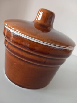 Stará kameninová dóza s vrchnákom 11,5x11,5 cm - 3