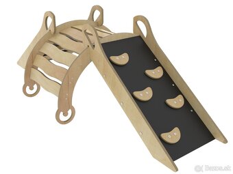 Montessori viacúčelová hojdačka ,preliezka,šmýkačka a tabuľa - 3