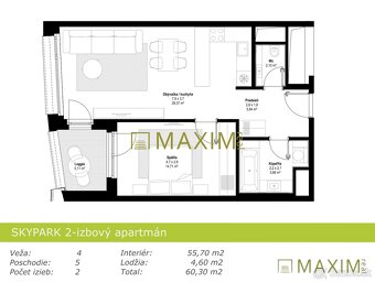 Exkluzívny 2-izbový apartmán s najväčšou rozlohou v projekte - 3
