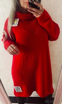 Damske oversize pleteninove šaty red - 3