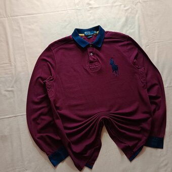 Polo Ralph Lauren bordová polokošeľa s dlhým rukávom tričko - 3
