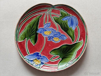 Starožitný secesní talíř majolika Villeroy Boch leknín - 3