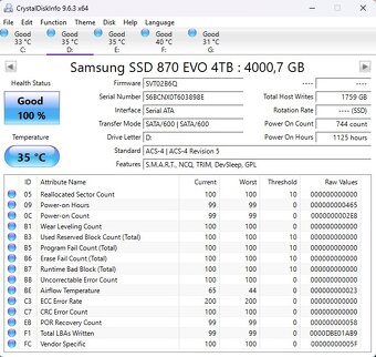 Samsung 870 EVO 4TB, 2,5", SATA III - 3