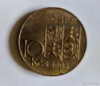 10 Kčs 1993 Štefaník - POOTOČENY RUB MINCE. - 3