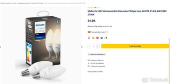 SADA 2x LED Stmievateľná žiarovka Philips Hue WHITE E14/5,5W - 3