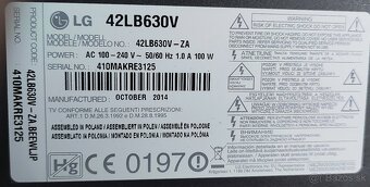 Predám FullHD SMART TV LG42LB630V 106cm wifi YouTube Netflix - 3