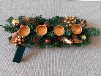 Vianočná umelá ikebana so svetielkami 45x15 cm - 3