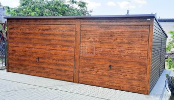 Plechová garáž 6x5,8 v imitácii dreva, DOVEZIEME ZADARMO - 3