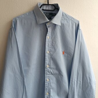 POLO Ralph Lauren modrá pruhovaná košeľa s dlhým rukávom XXL - 3