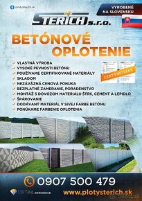 BETÓNOVÉ PLOTY PRIAMO OD VÝROBCU- Výroba•Montáž•Doprava• - 3