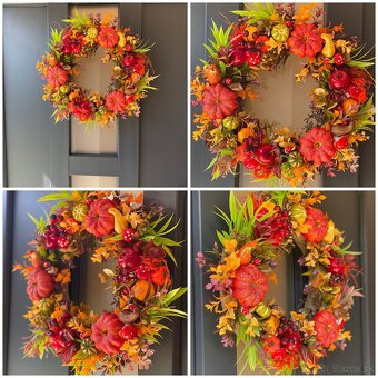 Jesenný veniec dekorácia na dvere 35cm Venček J2 - 3